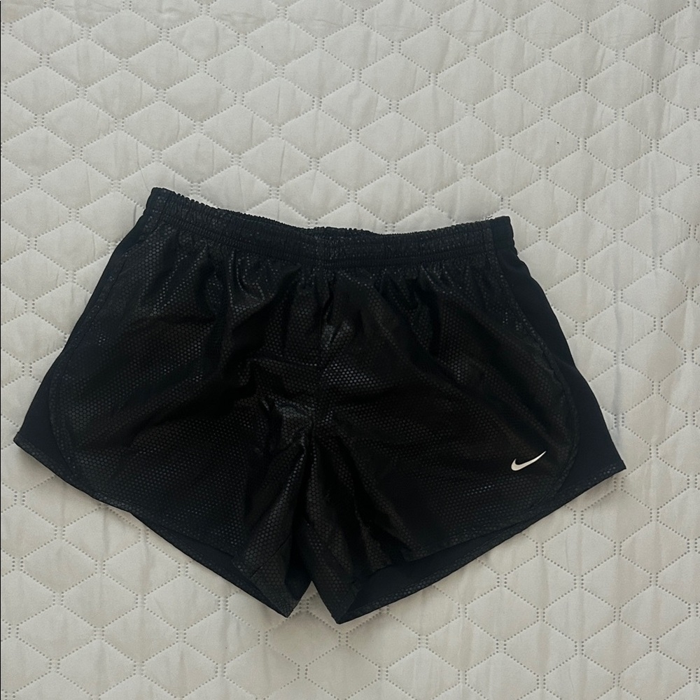 Nike Girl Black Athletic Shorts with White Logo